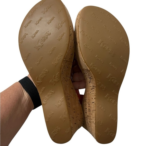 NWOT Korks by Kork Ease Brie Sandals Sz 8 Red Leather Wedge Heel Boho Shoes - Picture 6 of 8